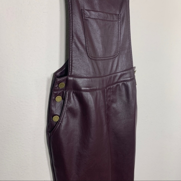 Lulus Modern Charm Vegan Leather Overalls Plum Purple Sz XS - Picture 9 of 15